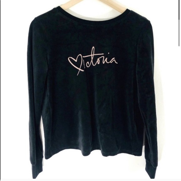 Victoria’s Secret Black Velvet Open Back Sweatshirt oversized new with tags xs - Picture 2 of 7